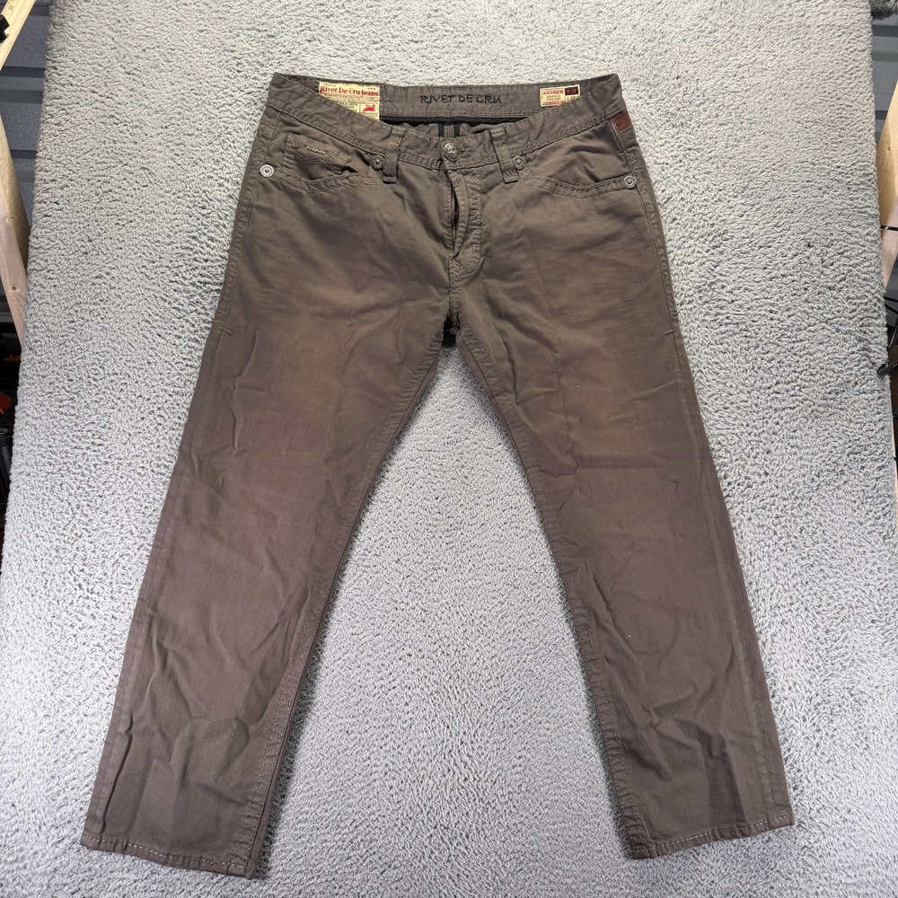 Rivet De Cru Andrew Jeans Men 38x32 Brown Denim Straight Relaxed Workwear Travel